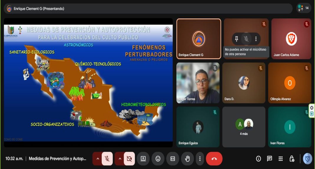 Capacitación virtual sobre medidas de autoprotección para representantes de asociaciones religiosas en Cuernavaca